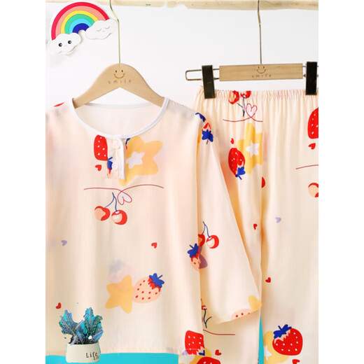 Ultraman boys pajamas in spring and autumn long sleeve cotton silk thin children's little boy air conditioning clothes big children's home clothes 2025 new model hot sale double-long dinosaur truck 140 140cm