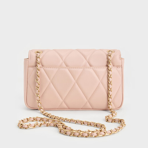 Charles/Keith Fashion Diamond Chain One Schulterkreuzkörper kleiner Quadratbeutel Geburtstagsgeschenk CK2-20671747 Hellrosa hellrosa s