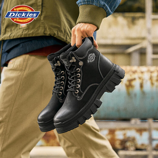 Dickies Botas Martin para hombre Botas de moda para hombre Botas cómodas para exteriores Botas de cuero Botas de trabajo de estilo británico para hombre Negro 43