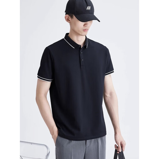 
Playboy (PLAYBOY) short-sleeved T-shirt for men's summer new POLO Paul shirt men's short-sleeved business casual lapel t-shirt top Y7027 black M /80-Jin [Jin equals 0.5 kg]
