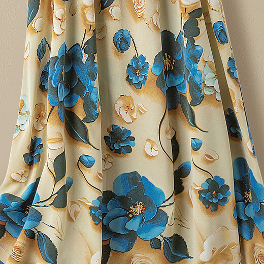 Seiden -Zypressenhaus -Haltungskleid 2025 Sommer New Damen Fashion Print kontrastierender Farbspleißen Midi Rock