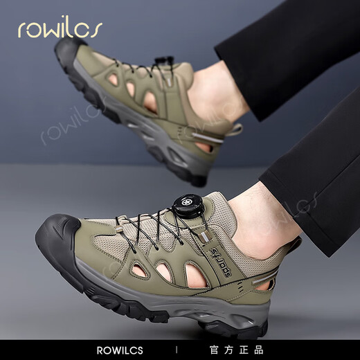 rowilcs凉鞋男士夏季新款户外徒步防滑登山鞋休闲透气包头防撞涉水朔溪鞋 XG70118军绿色 38 标准皮鞋尺码