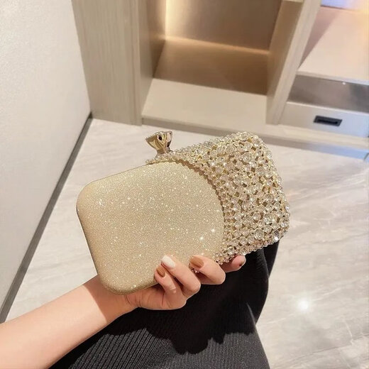 Yingtang celebrity diamond bag banquet dress clutch bag dinner bag wedding bridesmaid handbag gold moon shape