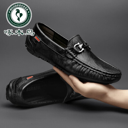 Zapatos de cuero suaves de cuero suave de carpintería, zapatos de frijoles, zapatos genuinos de cuero de cuero de cuero 2025, cuero suave y transpirable zapatos de cuero casual de cuero casual, negro hueco-9901 38
