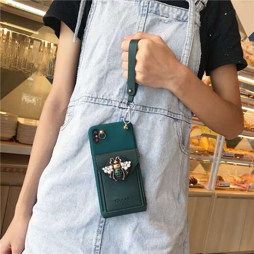 华强北优选蜜蜂零钱包苹果16手机壳12斜挎iphone15promax支架14硅胶8plus带 绿蜜蜂支架卡包斜挎 其他手机型号