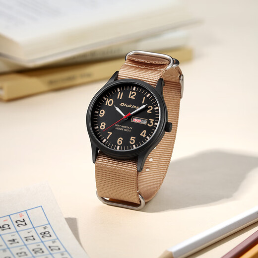 
Dickies Student Watch Junior High School Exam Table Outdoor Sports Calendar Luminous Waterproof Quartz Watch Gift CL-684 Brown
