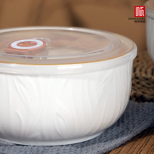 Shunxiang fresh-keeping bowl ceramic household tableware set with rice bowl, lunch bowl, instant noodle bowl with lid, suitable for microwave oven