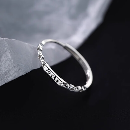 Mansheng 999 sterling silver lucky ring female niche design index finger ring light luxury high-end female ring open ring gift girlfriend 999 silver lucky ring