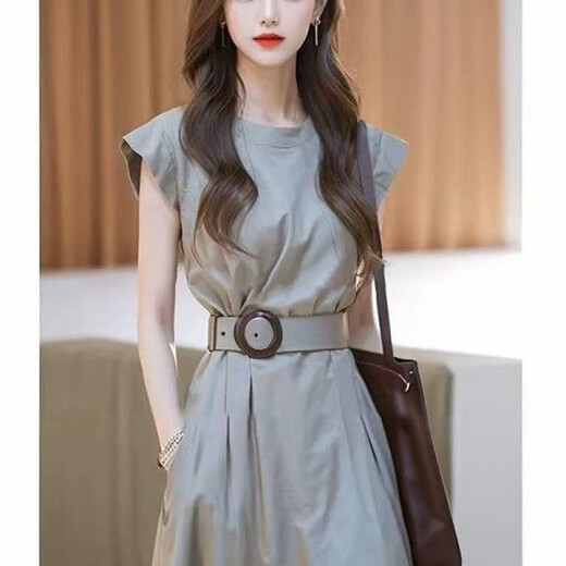 啄木鸟冷淡系独特别致灰色收腰连衣裙女2025夏季新款超火轻奢感女装 图片色 S