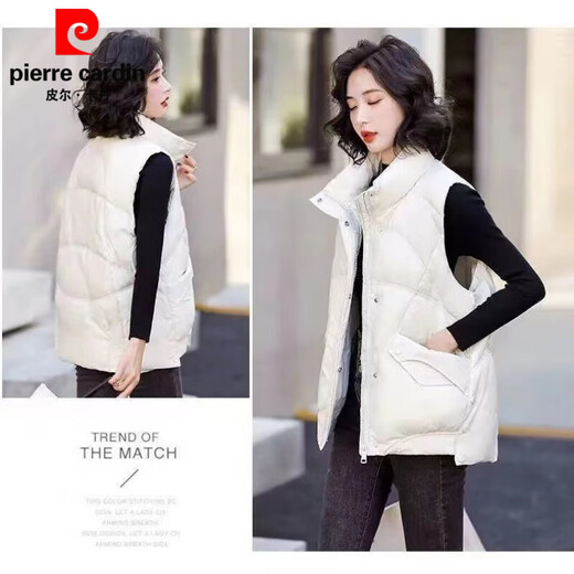 Pierre Cardin Cotton Vest Women's 2025 Autumn and Winter New Korean Style Loose and Versatile Thickened Warm Fashion Short Style Jacket Women's Black XL