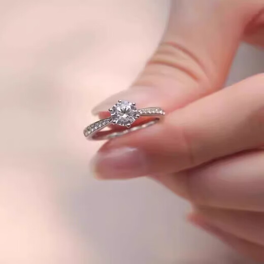 I Do platinum pt950 diamond ring 1 carat micro-set six-prong cultivated diamond proposal wedding ring gift for girlfriend and wife micro-set six-prong 2 carat diamond size 11