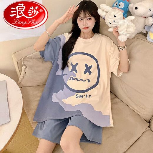 浪莎特大码睡衣女夏款2025新款夏季短袖短裤甜美两件套学生女家居服套 694卡皮巴拉[单套] M码建议[70-95斤] 均码