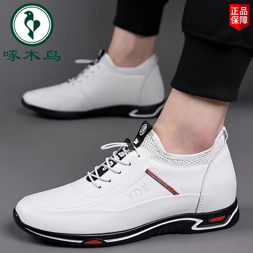 
Woodpecker men's height-enhancing shoes invisible inner height-enhancing men's shoes 6cm breathable autumn casual white shoes height-enhancing 8cm white leather shoes 898 black leather + (not increased) four seasons model 37