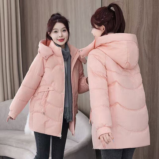 2025 new cotton-padded jacket, super good-looking, thickened cotton-padded jacket, Korean version, light and not bulky, down cotton mid-length winter jacket, black XL 115-130Jin Jin is equal to 0.5 kg