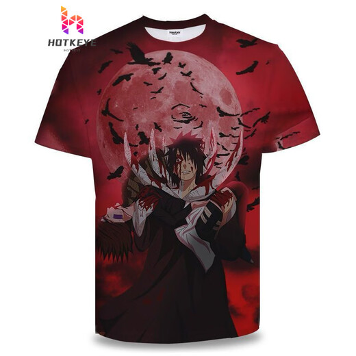Yamamori Nanshi 2025 short-sleeved Naruto anime series T-shirt 3D printed trendy casual top Uchiha Itachi seal TXU1506 S suitable for 80-90Jin [Jin equals 0.5 kg]