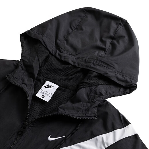 耐克（NIKE）连帽外套女装夏季大勾子梭织防风薄款透气防晒运动服休闲夹克上衣 HM8972-010 XL
