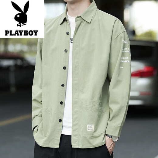 花花公子（PLAYBOY）2025春秋季男士工装长袖衬衫休闲潮流宽松免烫衬衣外套 长.袖9922款(深灰色) XL