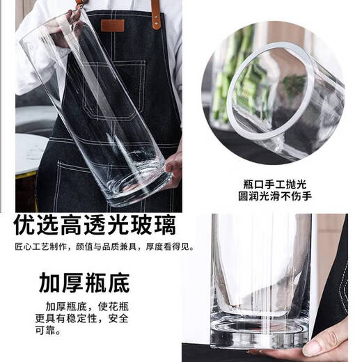 咏幻醒花桶深水加高直筒玻璃花瓶透明富贵竹马醉木水培植物4560cm特大 直筒12401*15人工电炉