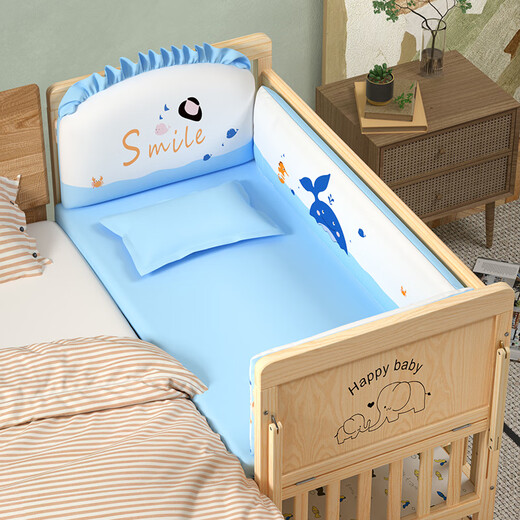 
Good kids crib splicing large bed solid wood multi-functional newborn children's bed movable cradle baby bb bed small bed [mosquito net] Others Assembly Frame structure