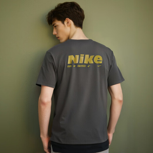 耐克（NIKE）速干T恤男冰丝防晒短袖透气装休闲上衣 灰色HV4882-299  S 100-120斤
