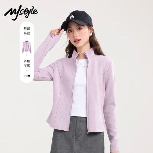 MJ STYLE Air Layer Slim Jacket Women's 2025 Autumn New Stand Collar Zipper Versatile Casual Slim Short Sports Top