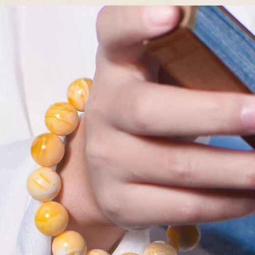 Xinxiangdu, with national inspection certificate, natural raw mineral genuine white flower beeswax bracelet for men and women, bone china white old beeswax bracelet, demon flower beeswax 12mm (generous female model) about 17 grams