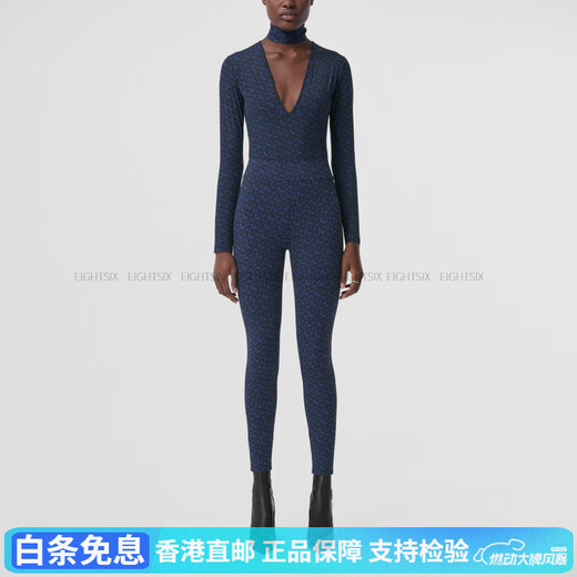 Burberry (Burberry) stilvoller und vielseitiges exklusives Logo voller Druck flach gewebtes Styling-Hosen für Frauen dunkelblau dunkelblau xxs