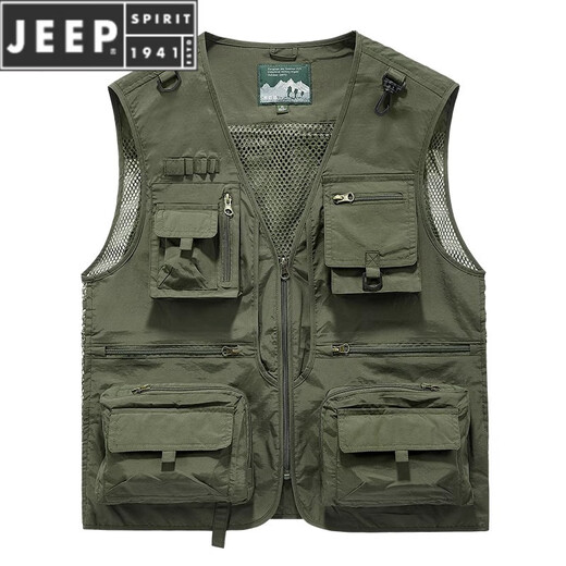 JEEP SPIRIT Spring and Summer Men's Shield Vest Vest Workwear Loose Outdoor Fishing Photographer Vest Workwear 7898 Black S 90-100Jin [Jin equals 0.5 kg]