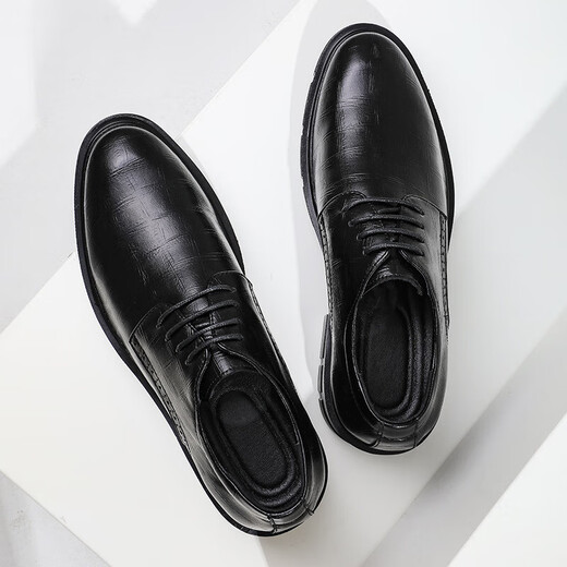 2025 Frühling Neue Lederschuhe Herrengeschäft Formale Kleidung Runde Zehen Britisch Casual Trendy Young Bräutigam Hochzeitsschuhe Lederschuhe 3889 Schwarz 43