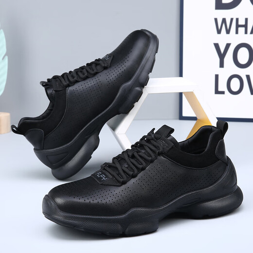 
NOSSKISS International Luxury Brand Men's Shoes 2025 New Leather Sports and Casual Shoes Summer Hollow Breathable Soft Sole Hiking Shoes Black [Hidden Breathable] 40 Equal to Sports Shoes 41 Size