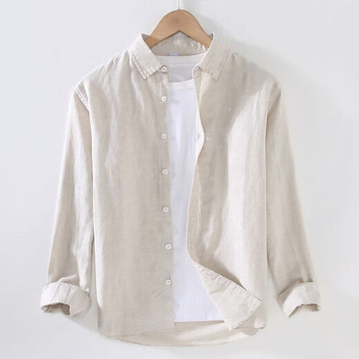 
ZoScheter men's linen long-sleeved shirt linen men's Japanese casual loose cotton linen shirt spring and summer outfit DN-9027 gray XL