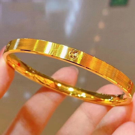 The official 9999 yellow-plated pure gold bracelet for women's new fashion brushed diamond pattern solid gold bracelet for 60 inner diameter suitable for 100-110 Jin [Jin equals 0.5 kg] wear 16 grams [counter] 15,888 yuan
