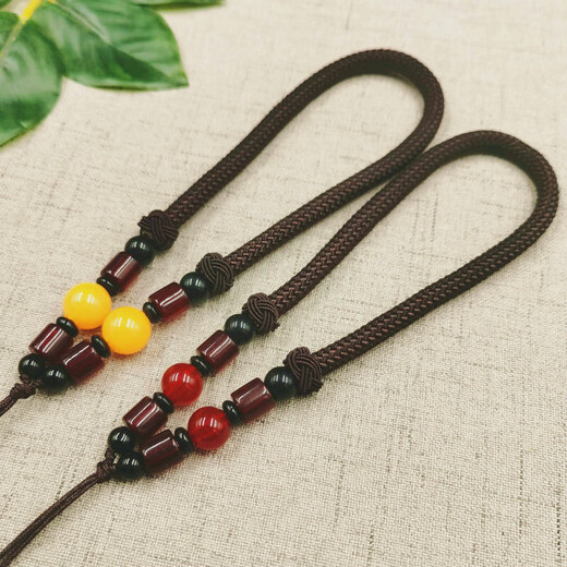DIY handle rope hand-woven handle piece lanyard jade slingshot lost rope hand-made toy car lanyard wholesale yellow round beads 1.2
