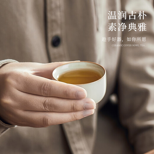 Yipot Tea Ru Kiln Teapot Household Ceramic Teapot New Kung Fu Tea Set Office Guest Drinking Teapot Small Teacup One Pot 2 Cups Xishi Pot + Perfect Cup