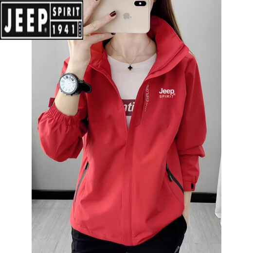 吉普（JEEP）冲锋衣女春秋季三合一可拆卸防风防水加绒加厚登山服男士外套 白色女(冬季两件套) 内胆可拆卸 L