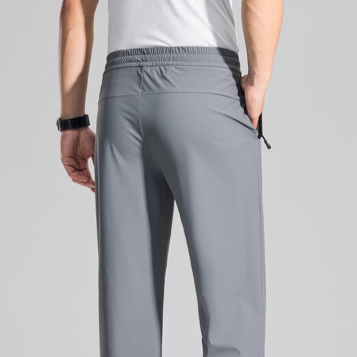 JOEONE men's ice silk casual pants summer lightweight drawstring sports men's pants straight-dragged trousers 723 gray M 90-110Jin [Jin equals 0.5 kg]
