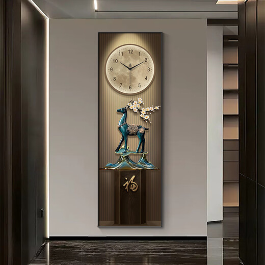 Entrée Horloges d'entrée et légères horloges d'art de luxe et horloges salon sans trous 2025 Nouvelle horloge peinture suspendue avec des lumières par 1371 30 * 90cm