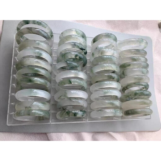胖东来扁条手镯子旺夫镯半山半水翡翠玛瑙女款天然新疆天山翠冰翠金丝玉 天山翠扁条51-52证书礼盒