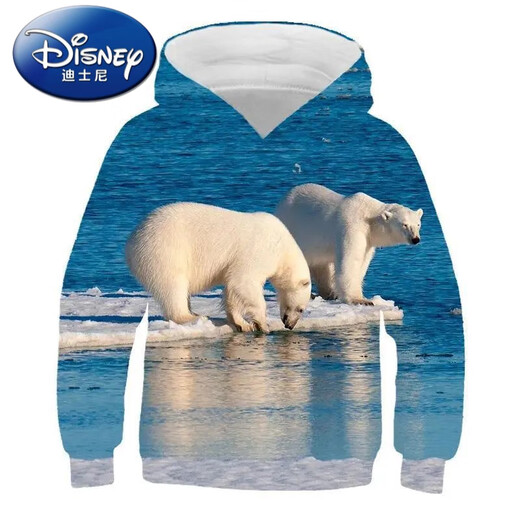 迪士尼（Disney）童装卫衣秋季套头衫蓝色通用欧美现货连帽数码动物印花冬季卫衣 Y14066 100 cm