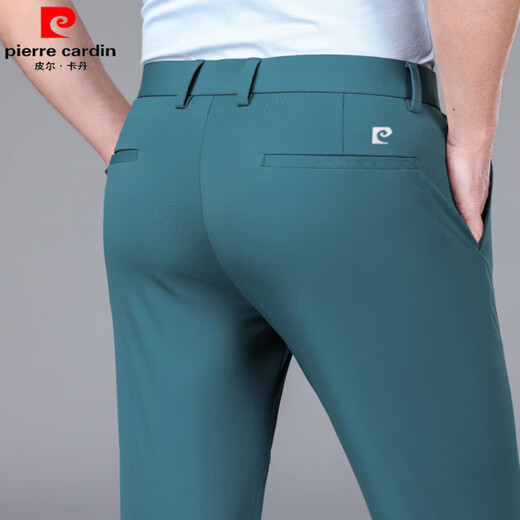 Pierre cardin light luxury high-end mulberry silk men's pants casual pants in summer cool elastic non-iron straight-leg fashion middle-aged pants thin black [16761] 29 [95-110Jin [Jin equals 0.5 kg] wear]