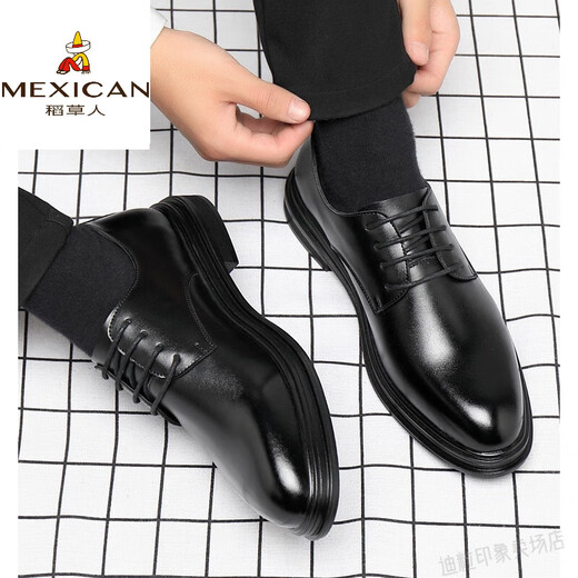 Espantapájaros (mexicano) Ligero de lujo Autumn and Winter Men's Shoes for Business Formal Leather Shoes más Velvet Highen Traje Casual Sure