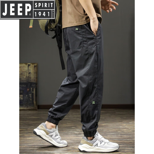 JEEP SPIRIT吉普工装裤男士休闲裤夏季男裤潮牌速干运动长裤子哈伦冲锋束脚裤 卡其色 薄款 L 体重130-150斤