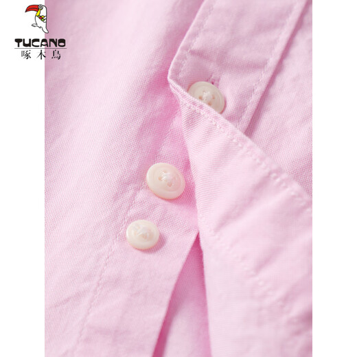 Holzspecker (Tucano) Marke Tail Ware Counter Cleeber Label Herren-Baumwollhemd atmungsable sommer saubere Farbe Mode Baumwolle Komfortable Kurzärmel-Hemd Pink S 165/84a/3895-105Jin [Jin gleich 0,5 kg]