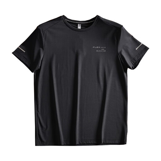 UNI QLO outdoor breathable base shirt for men's T-shirt cool casual top sports short-sleeved round neck ice silk black [9905A] L