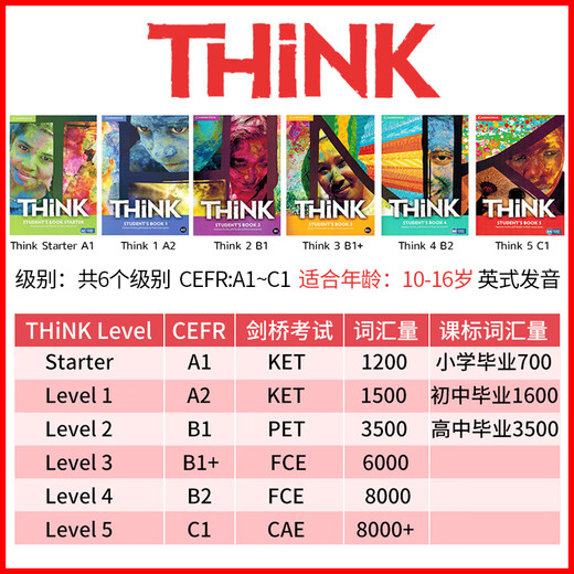 Original importé deuxième édition Cambridge Think Starter 1 2 3 4 Niveau 5 Livres des étudiants + livre d'exercice Ket / Pet Exam Endramment Aids for Strangement Language Junior High School and High School English Manuels Think manuel Deuxième édition S12345 Niveau (manuel + exercice