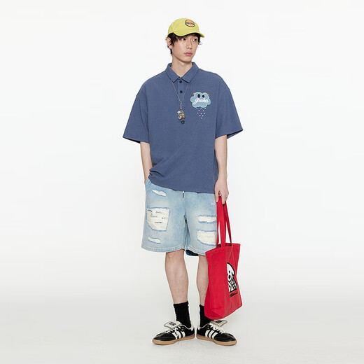 古由卡（GUUKA）情侣T恤潮牌短袖男士上衣服男装夏季2025新款日系青少年宽松大码 中灰色F6625 L