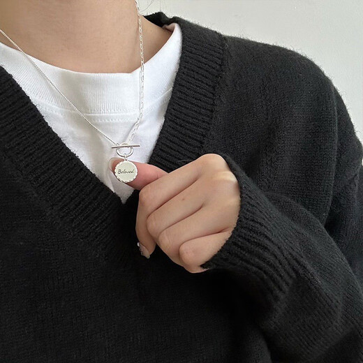 Zhou Taisheng's design sense S925 sterling silver OT buckle round brand necklace 2022 trendy autumn and winter silver 925 silver 925 silver