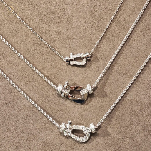 CAOX 18K gold horseshoe buckle necklace Frederic large, medium and small diamond-set rose gold platinum gold diamond pendant Au750 18k rose gold full diamond necklace (large size)