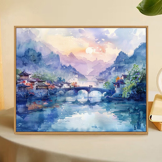 JPHZNB中式风景数字diy手填色感油彩涂色填充 X9740 4050套餐+精品外框四色可选