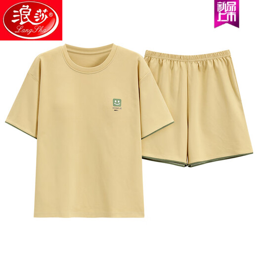 Pyjamas Langsha pour femmes en été en coton pur en été pour femmes, simple style de coton décontracté et mince pour les vêtements de plein air. Z9857 M recommandé 80-100jin [Jin est égal à 0,5 kg]